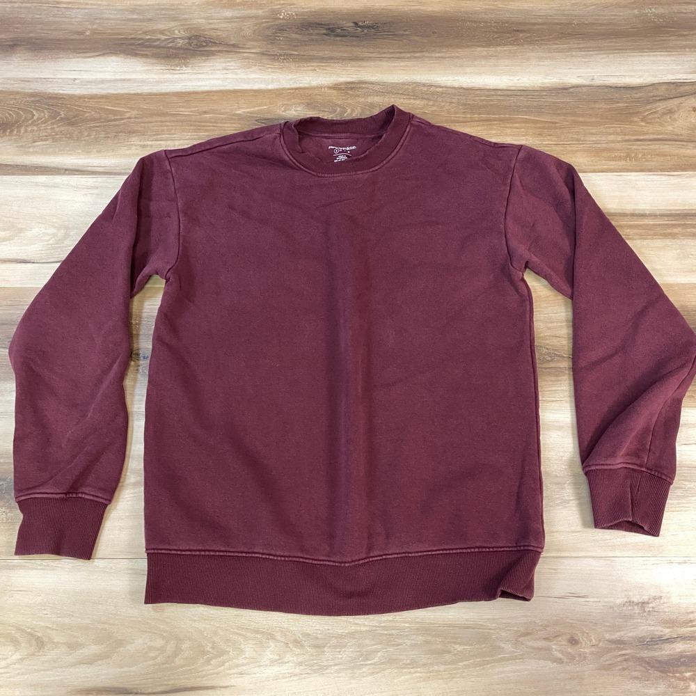Paper Denim & Cloth Sweatshirt Mens Small Minimalist Cotton Blend Maroon Red S